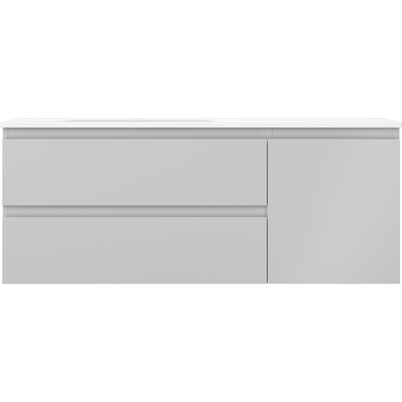 Mexen Orio Badezimmerschrank 120 cm mit linken Waschbecken Vela, 2S, 1D, grau matt/weiß matt - 91A13-12047-3-BBFFF62-W23L01