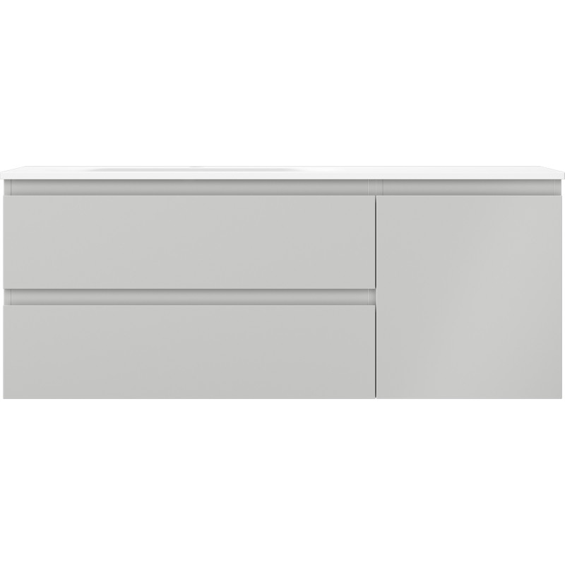 Mexen Orio Badezimmerschrank 120 cm mit Waschbecken Vela links, 2S, 1D, grau matt/weiß matt - 91A13-12047-3-BBFFF62-W23L01