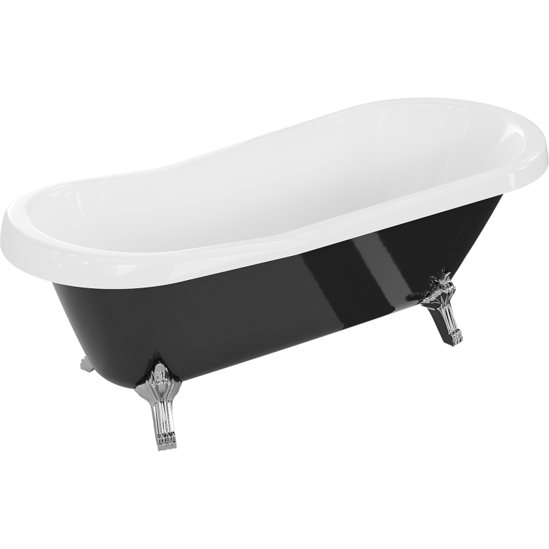 Mexen Retro freistehende Badewanne 170 x 75 cm, Weiß/Schwarz, Chrom Beine - 53251707575-00