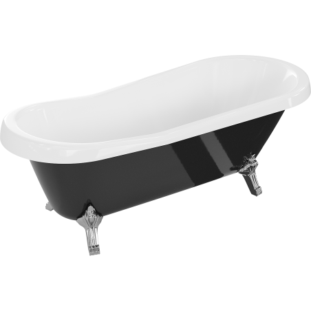 Mexen Retro freistehende Badewanne 170 x 75 cm, weiß/schwarz, Beine verchromt - 53251707575-00