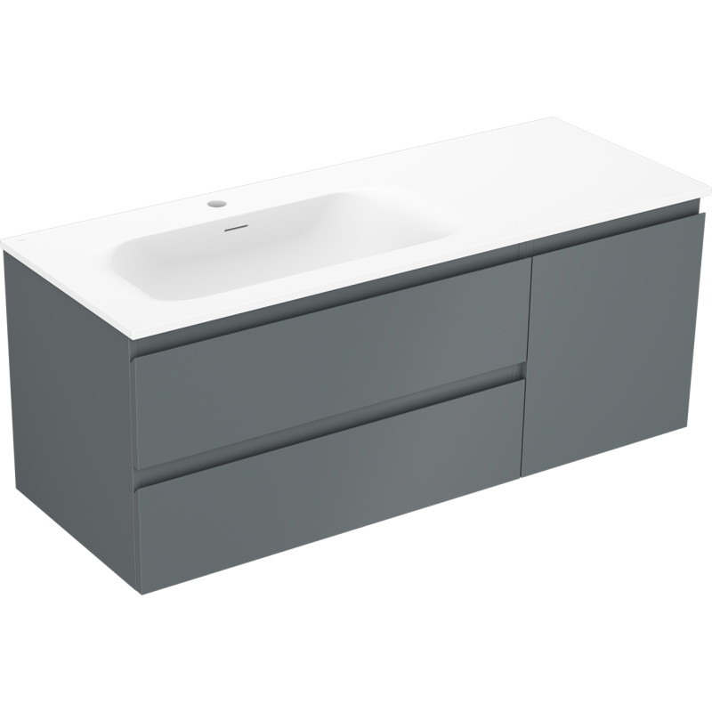 Mexen Orio Badezimmerschrank 120 cm mit Waschbecken Vela links, 2S, 1D, grafit matt/weiß matt - 91A13-12047-3-BBFFF66-W23L01