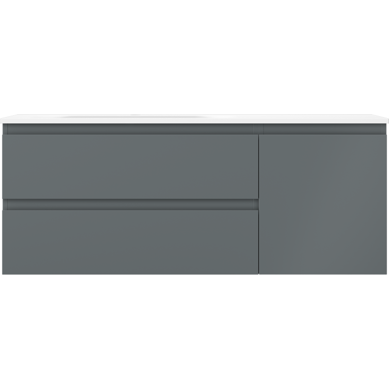 Mexen Orio Badezimmerschrank 120 cm mit Waschbecken Vela links, 2S, 1D, Graphit matt/Weiß matt - 91A13-12047-3-BBFFF66-W23L01