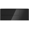 Mexen Orio Badezimmerschrank 120 cm mit Waschbecken Vela links, 2S, 1D, Schwarz Hochglanz/Schwarz Matt