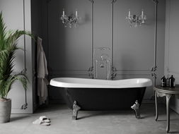 Mexen Retro freistehende Wanne 170 x 75 cm, weiß/schwarz, Chromfüße - 53251707575-00