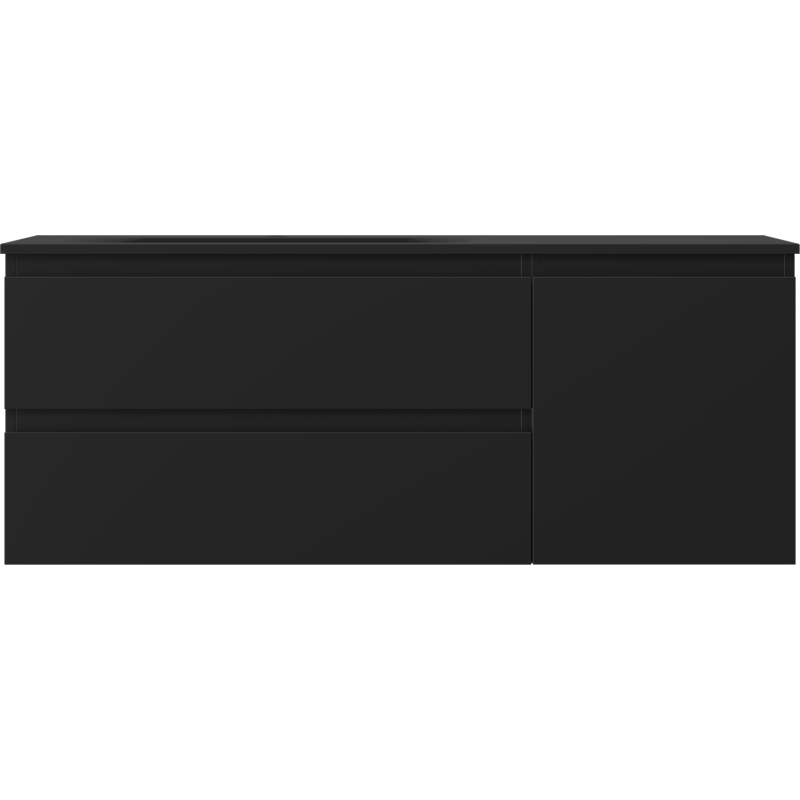 Mexen Orio Badezimmerschrank 120 cm mit Waschbecken Vela links, 2S, 1T, schwarz matt - 91A13-12047-3-BBFFF71-W23L71