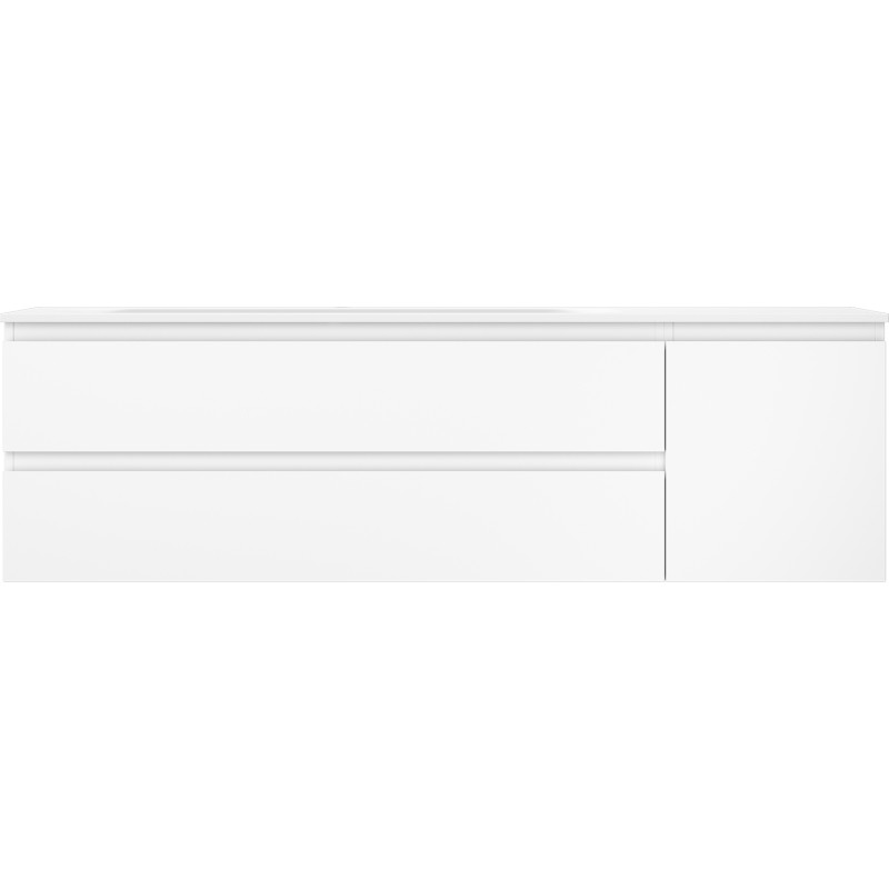 Mexen Orio Badezimmerschrank 160 cm mit Waschbecken Vela links, 2S, 1T, weiß matt - 91A13-16047-3-BBFFFF01-W23L01