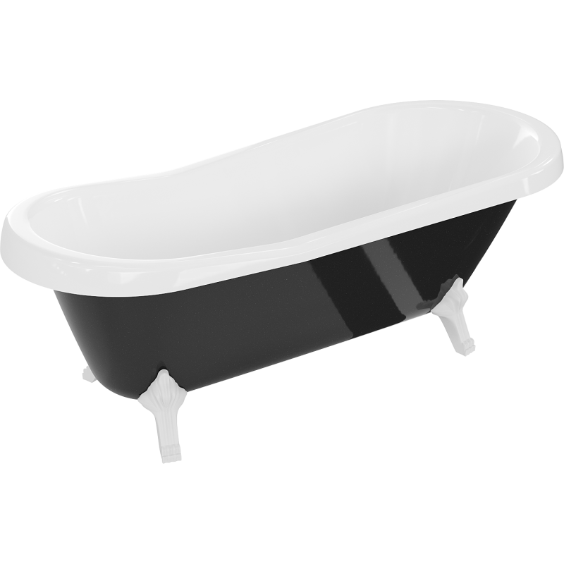 Mexen Retro freistehende Badewanne 170 x 75 cm, weiß/schwarz, weiße Beine - 53251707575-20