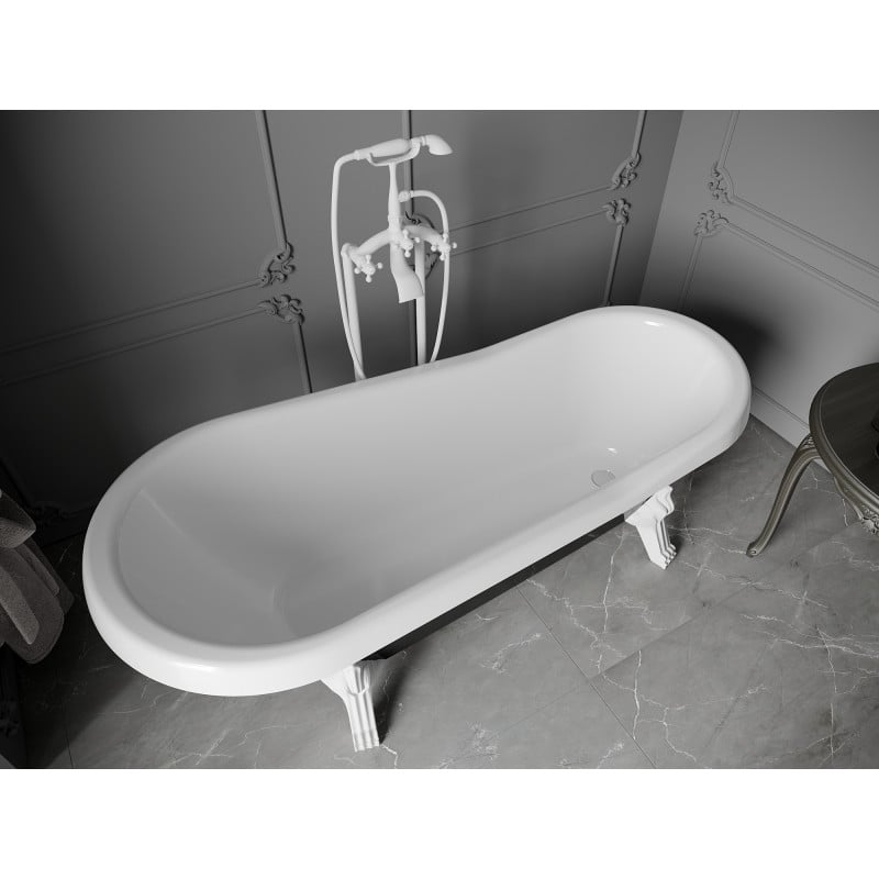 Mexen Retro freistehende Badewanne 170 x 75 cm, weiß/schwarz, weiße Beine - 53251707575-20