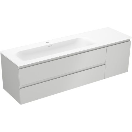 Mexen Orio 160 cm Badezimmerunterschrank mit Waschbecken Vela links, 2S, 1D, grau matt/weiß matt - 91A13-16047-3-BBFFF62-W23L01