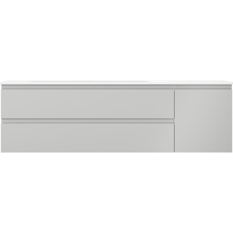 Mexen Orio 160 cm Badezimmerunterschrank mit Waschbecken Vela links, 2S, 1D, grau matt/weiß matt - 91A13-16047-3-BBFFF62-W23L01