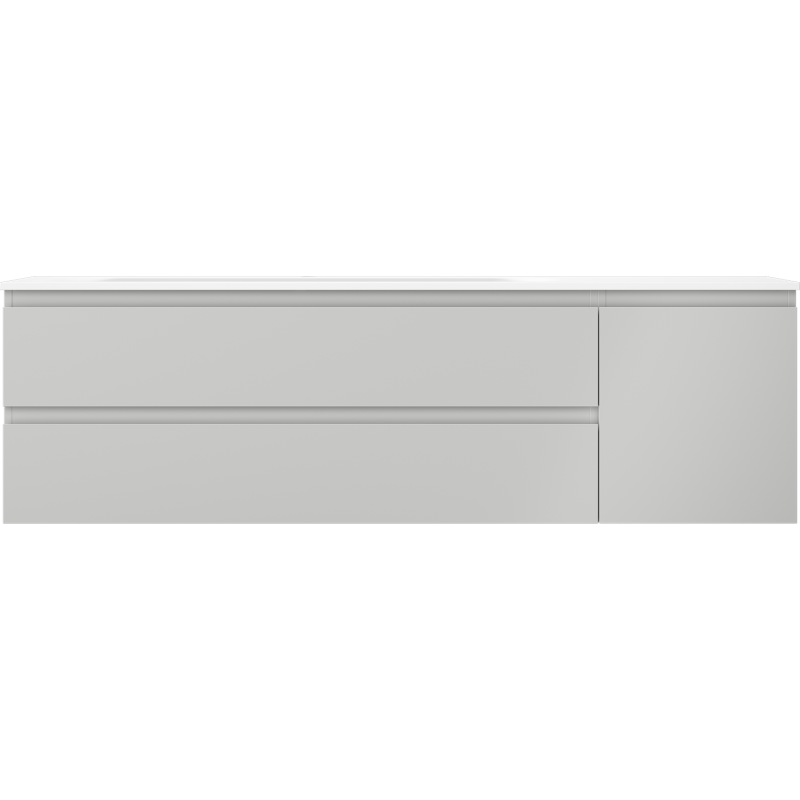 Mexen Orio Badezimmerschrank 160 cm mit Waschbecken Vela links, 2S, 1D, grau matt/weiß matt - 91A13-16047-3-BBFFF62-W23L01