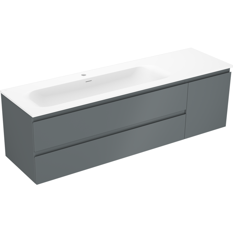 Mexen Orio Badezimmerschrank 160 cm mit Waschbecken Vela links, 2S, 1D, Graphit matt/weiß matt - 91A13-16047-3-BBFFF66-W23L01
