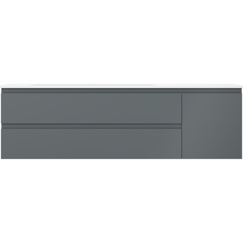 Mexen Orio 160 cm Badezimmerunterschrank mit linker Vela Waschbecken, 2S, 1T, matt graphit/weiß - 91A13-16047-3-BBFFF66-W23L01