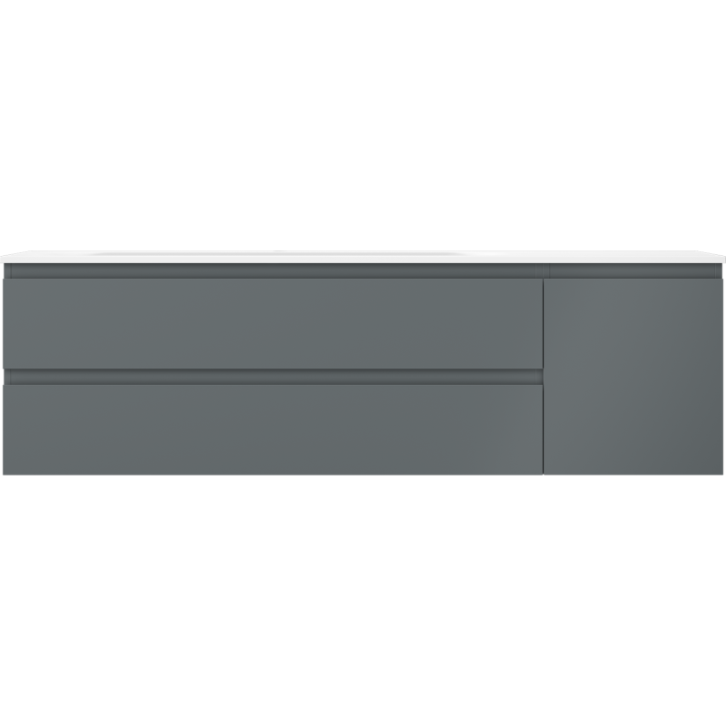 Mexen Orio Badezimmerschrank 160 cm mit Waschbecken Vela links, 2S, 1D, Graphit matt/weiß matt - 91A13-16047-3-BBFFF66-W23L01