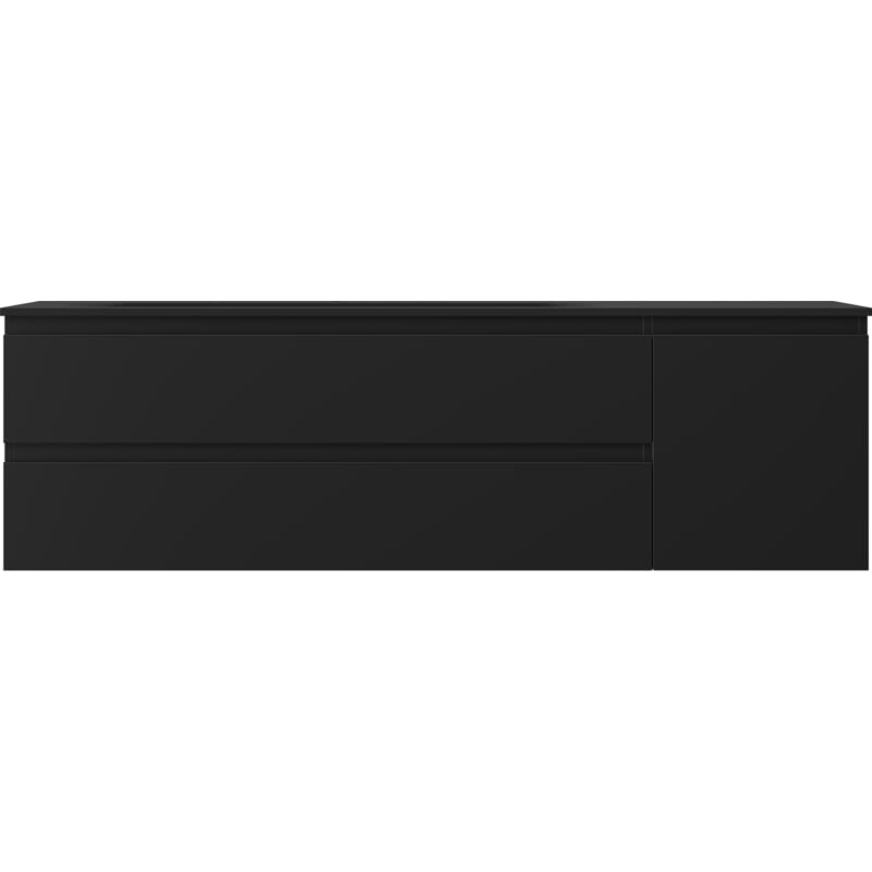 Mexen Orio Badezimmerschrank 160 cm mit Waschbecken Vela links, 2S, 1D, schwarz matt - 91A13-16047-3-BBFFF71-W23L71