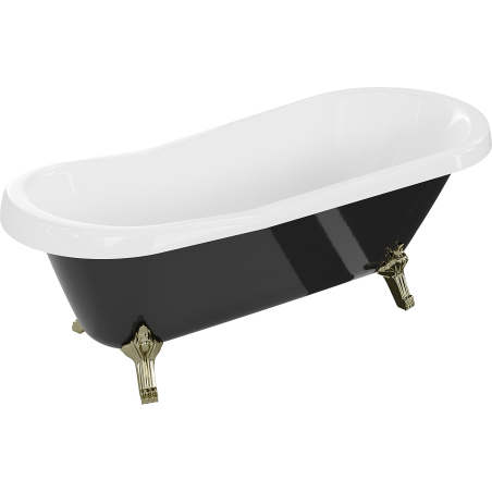 Mexen Retro freistehende Badewanne 170 x 75 cm, weiß/schwarz, goldene Füße - 53251707575-50