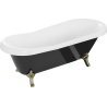 Mexen Retro freistehende Badewanne 170 x 75 cm, weiß/schwarz, goldene Füße - 53251707575-50
