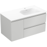Mexen Orio Badezimmerschrank 90 cm mit Waschbecken Vela rechts, 2S, 1D, grau matt/weiß matt - 91A13-09047-3-BBFFF62-W23P01