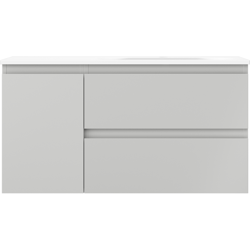 Mexen Orio Badezimmerschrank 90 cm mit Waschbecken Vela rechts, 2S, 1D, grau matt/weiß matt - 91A13-09047-3-BBFFF62-W23P01