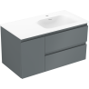 Mexen Orio Badezimmerschrank 90 cm mit Waschbecken Vela rechts, 2S, 1D, Graphit matt/weiß matt - 91A13-09047-3-BBFFF66-W23P01