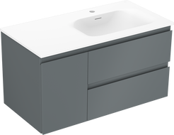 Mexen Orio Badezimmerschrank 90 cm mit Waschbecken Vela rechts, 2S, 1D, Graphit matt/weiß matt - 91A13-09047-3-BBFFF66-W23P01