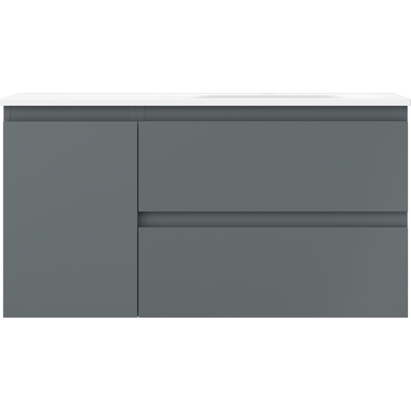 Mexen Orio Badezimmerschrank 90 cm mit Waschbecken Vela rechts, 2S, 1D, Graphit matt/weiß matt - 91A13-09047-3-BBFFF66-W23P01