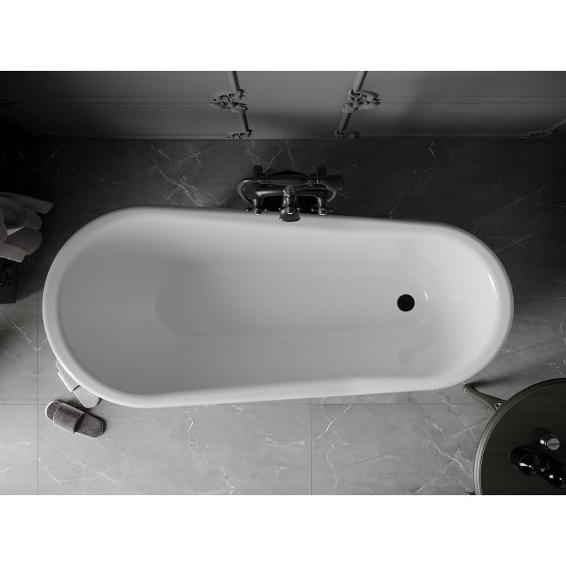 Mexen Retro freistehende Badewanne 170 x 75 cm, weiß/schwarz, schwarze Beine - 53251707575-70