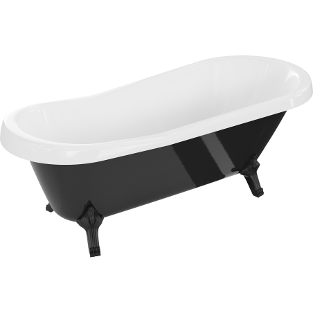 Mexen Retro freistehende Badewanne 170 x 75 cm, weiß/schwarz, schwarze Beine - 53251707575-70