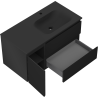 Mexen Orio Badezimmerschrank 90 cm mit Waschbecken Vela rechts, 2S, 1D, schwarz matt - 91A13-09047-3-BBFFF71-W23P71