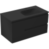 Mexen Orio Badezimmerschrank 90 cm mit Waschbecken Vela rechts, 2S, 1D, schwarz matt - 91A13-09047-3-BBFFF71-W23P71