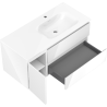 Mexen Orio Badezimmerschrank 100 cm mit Waschbecken Vela rechts, 2S, 1T, weiß glänzend - 91A13-10047-3-BBFFF00-W23P00
