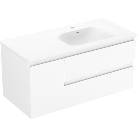 Mexen Orio Badezimmerschrank 100 cm mit Waschbecken Vela rechts, 2S, 1T, weiß matt - 91A13-10047-3-BBFFFF01-W23P01
