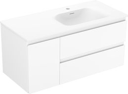 Mexen Orio Badezimmerschrank 100 cm mit Waschbecken Vela rechts, 2S, 1T, weiß matt - 91A13-10047-3-BBFFFF01-W23P01