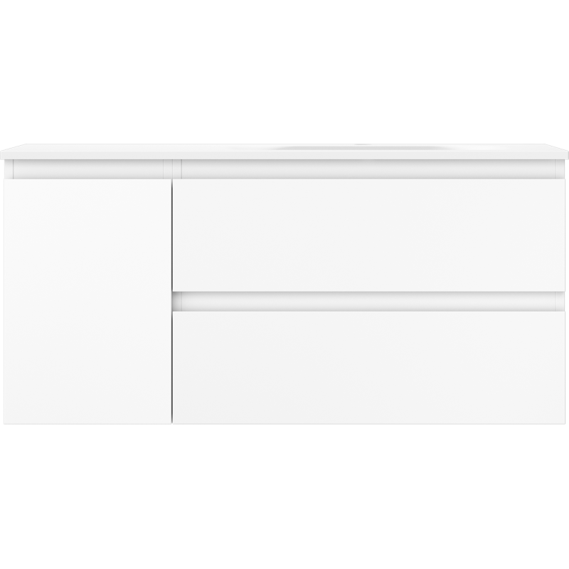 Mexen Orio Badezimmerschrank 100 cm mit Waschbecken Vela rechts, 2S, 1T, weiß matt - 91A13-10047-3-BBFFFF01-W23P01