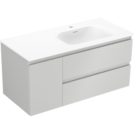 Mexen Orio Badezimmerschrank 100 cm mit Waschbecken Vela rechts, 2S, 1D, grau matt/weiß matt - 91A13-10047-3-BBFFF62-W23P01