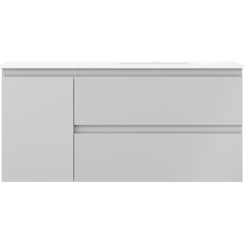 Mexen Orio Badezimmerschrank 100 cm mit Waschbecken Vela rechts, 2S, 1D, grau matt/weiß matt - 91A13-10047-3-BBFFF62-W23P01