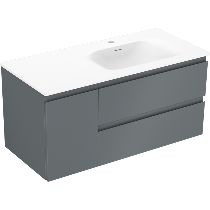 Mexen Orio 100 cm Badezimmerschrank mit Waschbecken Vela rechts, 2S, 1D, grafit matt/weiß matt - 91A13-10047-3-BBFFF66-W23P01