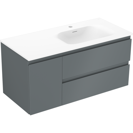 Mexen Orio 100 cm Badezimmerschrank mit Waschbecken Vela rechts, 2S, 1D, grafit matt/weiß matt - 91A13-10047-3-BBFFF66-W23P01