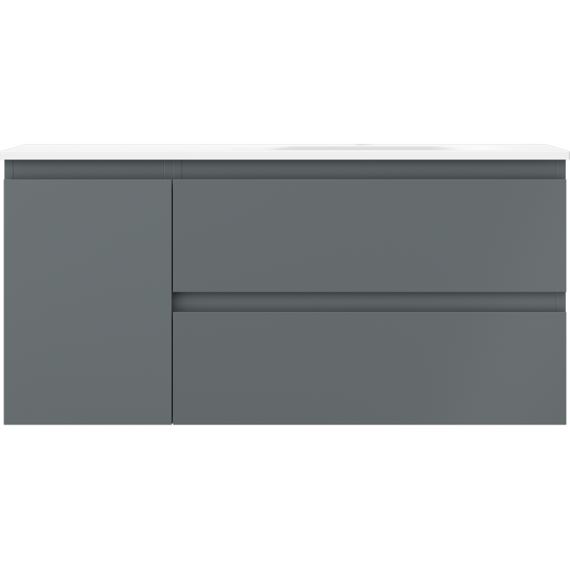 Mexen Orio 100 cm Badezimmerschrank mit Waschbecken Vela rechts, 2S, 1D, grafit matt/weiß matt - 91A13-10047-3-BBFFF66-W23P01