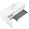 Mexen Orio Badezimmerschrank 120 cm mit Waschbecken Vela rechts, 2S, 1D, weiß glänzend - 91A13-12047-3-BBFFF00-W23P00