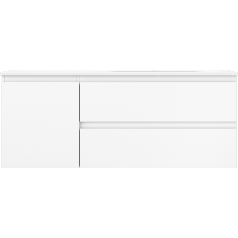 Mexen Orio Badezimmerschrank 120 cm mit Waschbecken Vela rechts, 2S, 1D, weiß matt - 91A13-12047-3-BBFFFF01-W23P01