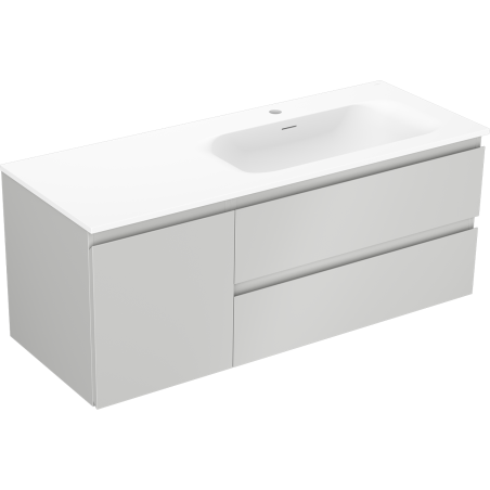 Mexen Orio Badezimmerschrank 120 cm mit Waschbecken Vela rechts, 2S, 1D, grau matt/weiß matt - 91A13-12047-3-BBFFF62-W23P01