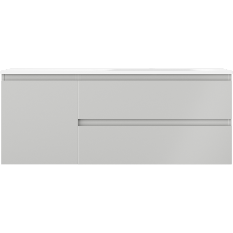 Mexen Orio Badezimmerschrank 120 cm mit Waschbecken Vela rechts, 2S, 1D, grau matt/weiß matt - 91A13-12047-3-BBFFF62-W23P01
