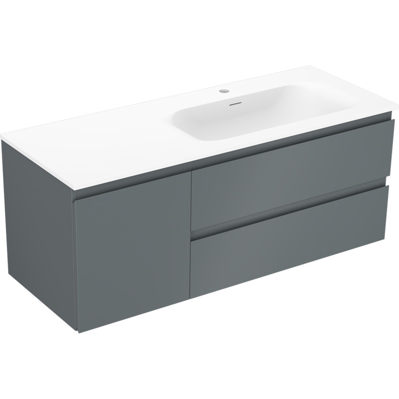 Mexen Orio Badezimmerschrank 120 cm mit Waschbecken Vela rechts, 2S, 1T, grafit matt/weiß matt - 91A13-12047-3-BBFFF66-W23P01