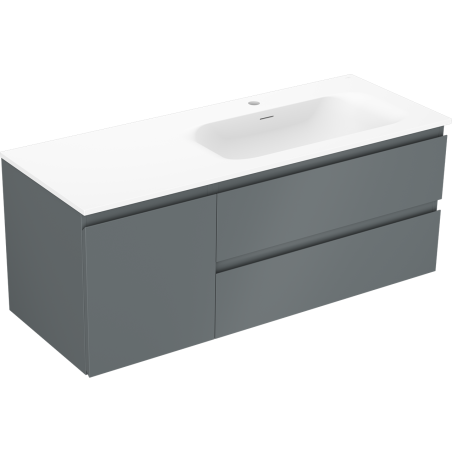 Mexen Orio Badezimmerschrank 120 cm mit Waschbecken Vela rechts, 2S, 1T, grafit matt/weiß matt - 91A13-12047-3-BBFFF66-W23P01