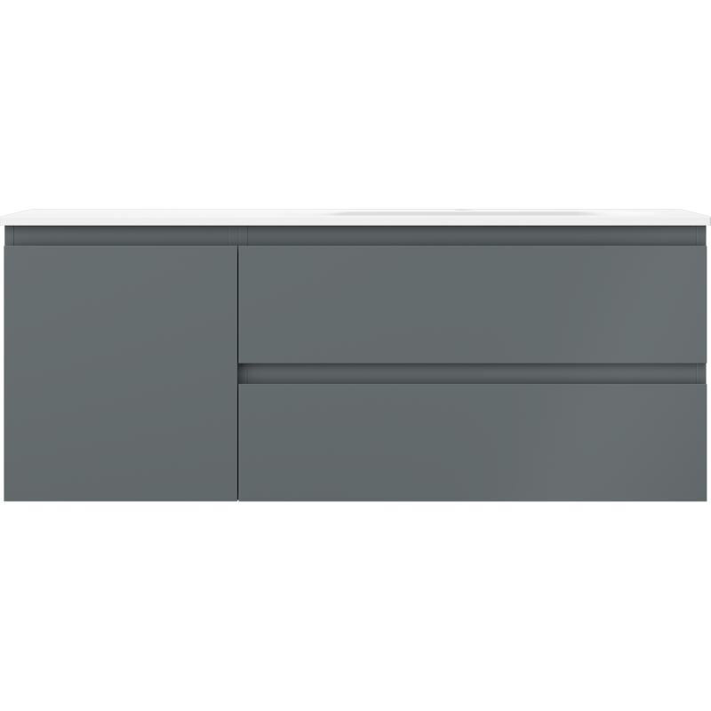 Mexen Orio Badezimmerschrank 120 cm mit Waschbecken Vela rechts, 2S, 1D, grafit matt/weiß matt - 91A13-12047-3-BBFFF66-W23P01