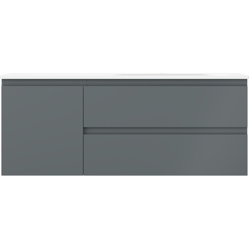 Mexen Orio Badezimmerschrank 120 cm mit Waschbecken Vela rechts, 2S, 1T, grafit matt/weiß matt - 91A13-12047-3-BBFFF66-W23P01