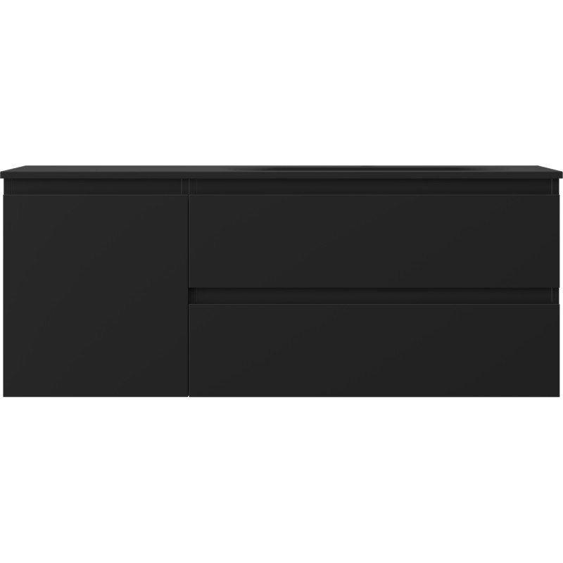 Mexen Orio Badezimmerschrank 120 cm mit Waschbecken Vela rechts, 2S, 1D, schwarz matt - 91A13-12047-3-BBFFF71-W23P71