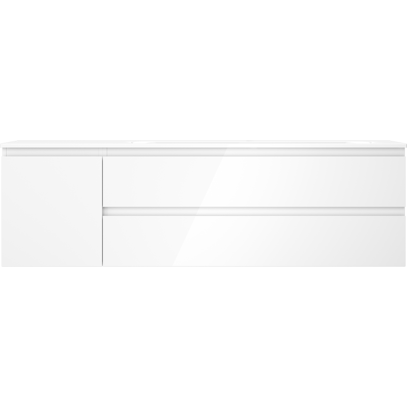 Mexen Orio Badezimmermöbel 160 cm mit Waschtisch Vela rechts, 2S, 1D, weiß glänzend - 91A13-16047-3-BBFFF00-W23P00