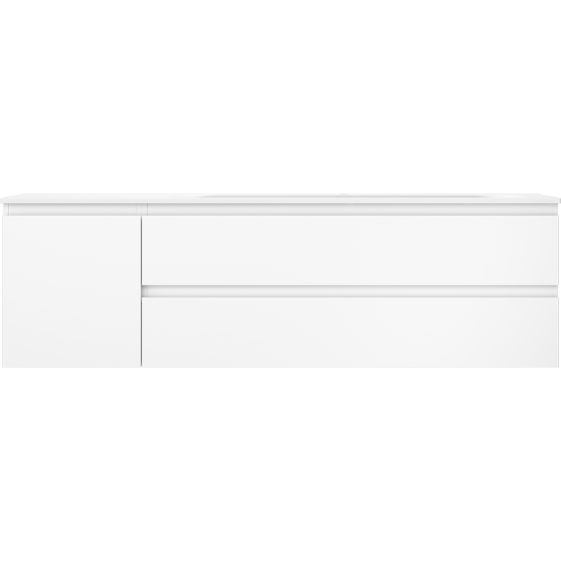 Mexen Orio Badezimmerschrank 160 cm mit Waschbecken Vela rechts, 2S, 1D, weiß matt - 91A13-16047-3-BBFFFF01-W23P01